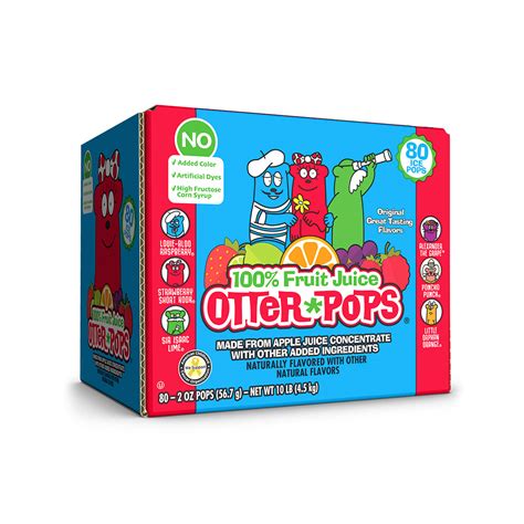 100% Fruit Juice Colorless Ice Pops - 80 ct./ 2 oz | Otter Pops