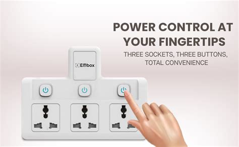 EMBOX Multi Plug Socket with Individual Switch-Cordless Extension Board ...