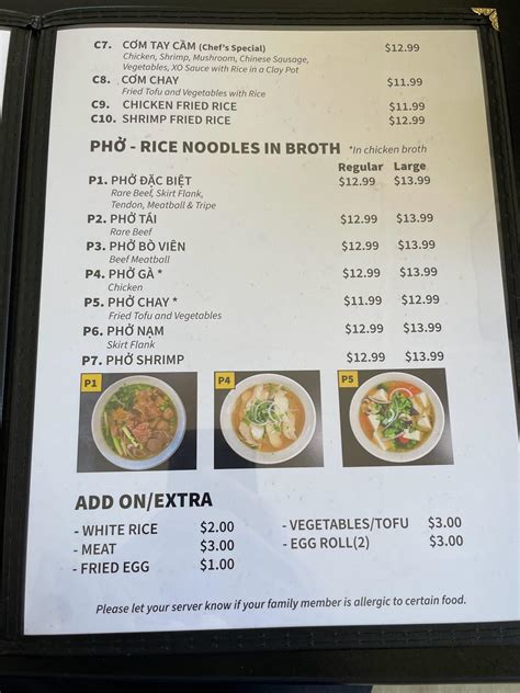 Menu at Little Saigon Bistro restaurant, Sarasota