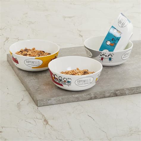 Buy Melina Doris Printed Bone China Cereal Bowl - 360ml - Set of 4 from ...