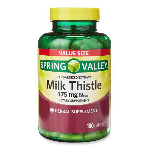 Spring Valley Standardized Extract Milk Thistle Supplement, 175 mg, 180 ...