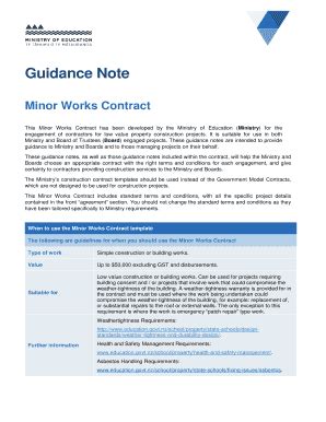 Fillable Online This Minor Works Contract has been developed by the ...