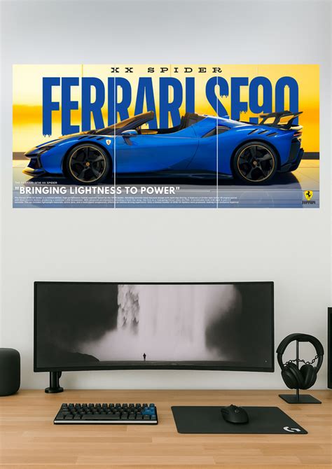 Ferrari SF90 XX Spider| Car Set | Set of 3 Split Design Poster | Digit ...
