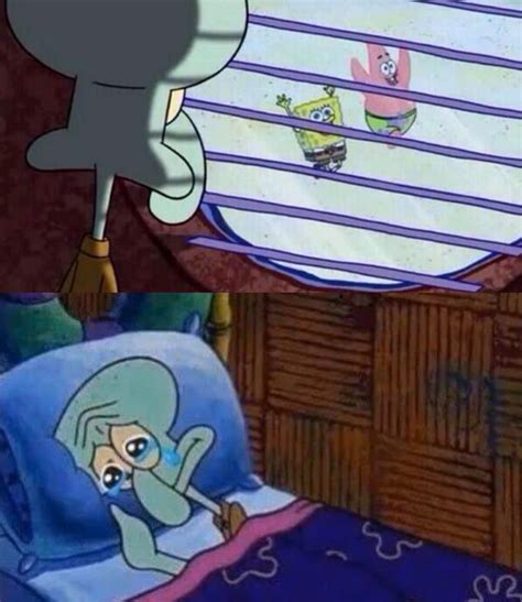 squidward looking out of his window, then crying in bed (OC) : r ...