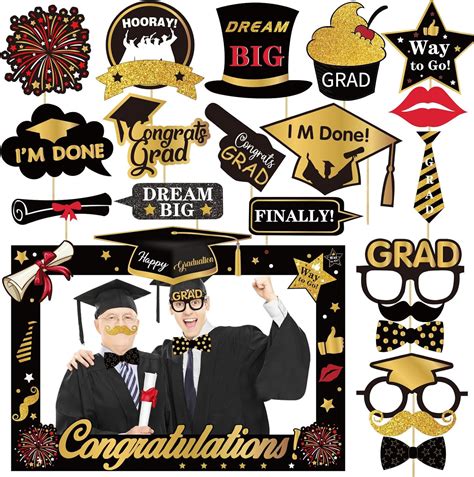 SKJIAYEE 22 Pcs Black Gold Graduation Photo Booth Props 2026 India | Ubuy