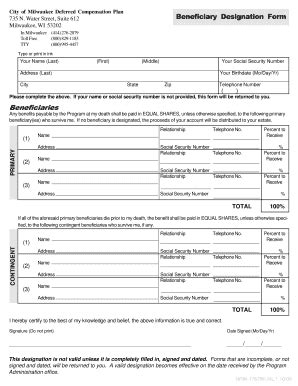 Fillable Online Beneficiary Designation Form Beneficiaries ...
