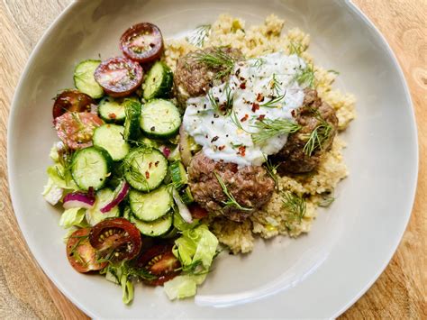 Greek Bowls with Lamb Meatballs and dairy-free tzatziki - Taylor Dukes ...