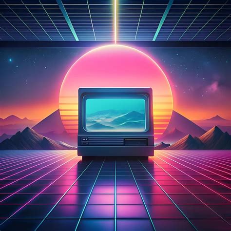 Old Computer Screen Retro-Futuristic Style 的图像结果
