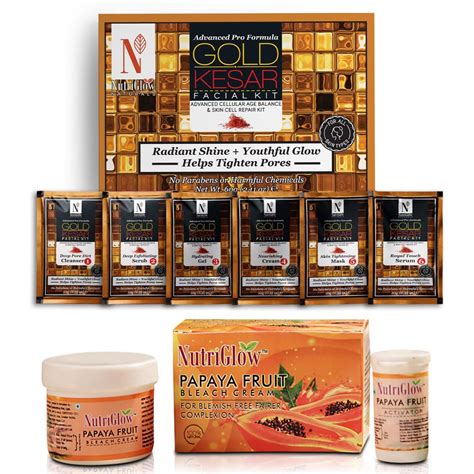 NutriGlow NATURAL'S Advanced Pro Formula Gold Kesar Facial Kit (60gm ...