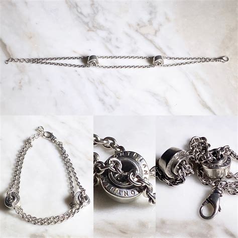 MONT-BLANC silver double chain bracelet with ring charm | NOIR ONLINE
