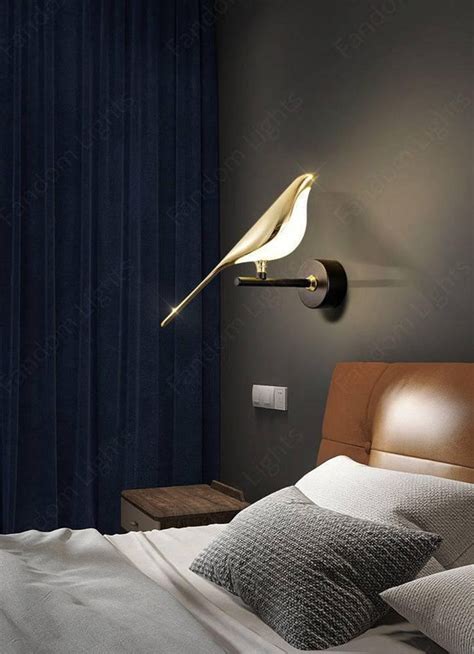 Led Bird Modern Gold Black Metal Wall Light for Drawing Room - Warm ...