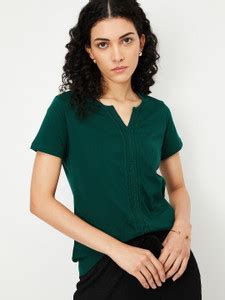 MAX Solid Women Round Neck Green T-Shirt - Buy MAX Solid Women Round ...