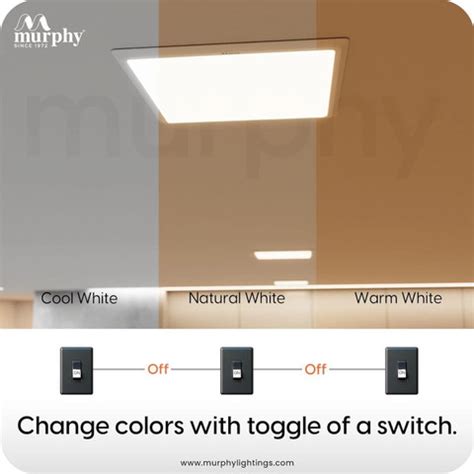 MURPHY 15W Trimless 3-in-1 Square Panel Color Changing Light (CW/WW/NW ...