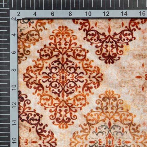 Brown Trellis Pattern Digital Print Velvet Fabric (Width 58 inches ...