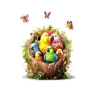 AH Decals Vinyl Cute Bird Family Nest Cartoon Wall Sticker For Kidsroom ...
