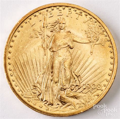 1908 St. Gaudens twenty dollar gold coin sold at auction on 30th ...