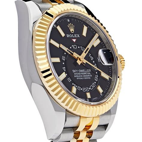 Rolex Sky-Dweller Steel and Yellow Gold Jubilee Bracelet Black Dial ...