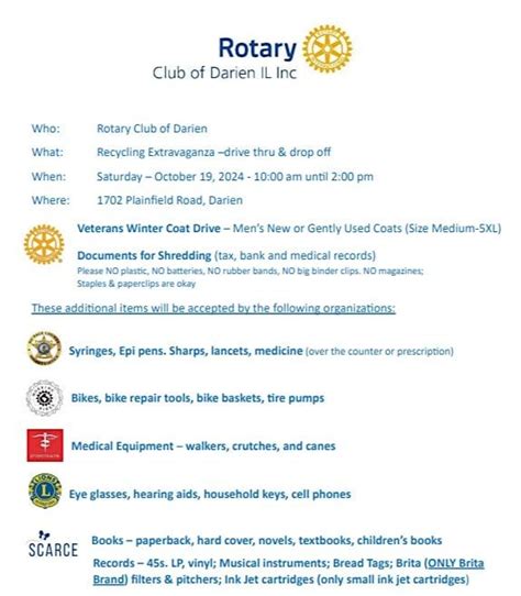Rotary Club of Darien 3rd Annual Drive-Thru Recycling Event, 1702 ...