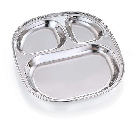 Buy Stainless Steel 3 in 1 Pav Bhaji Plate - Idli Shambar Serving Plate ...
