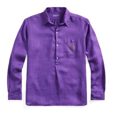 Buy Men Purple Linen Monogram Popover Shirt Online at The Collective ...