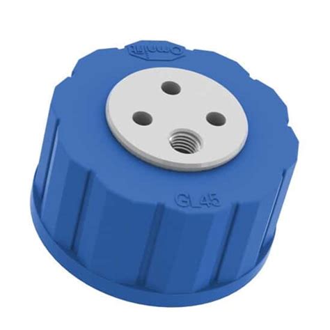 Diba Omnifit® T-Series Solvent Bottle Cap, GL45, 3 Luer Ports and 1 ...