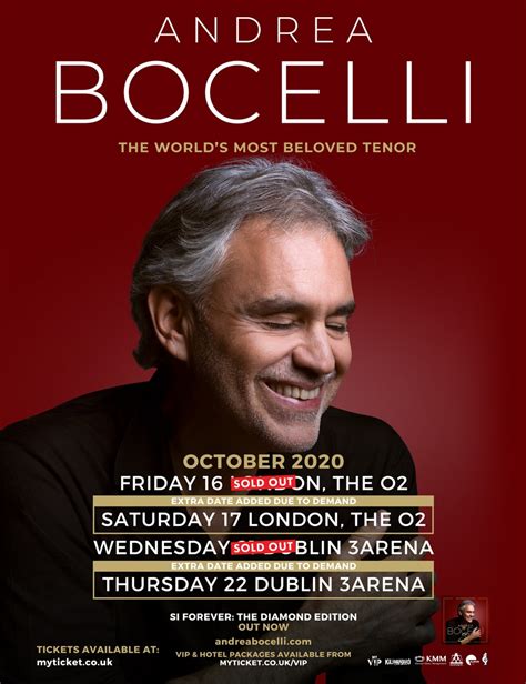 Andrea Bocelli Announces Second Dublin Show 22nd October 2020 Following ...