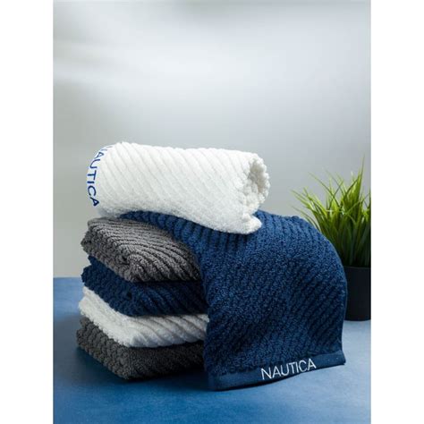 Buy Nautica Twist 100% Cotton Towel -6Pc Hand Towel Solid-Navy Blue ...