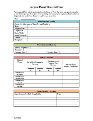 Surgical Pause/ Time-Out Form - Fill and Sign Printable Template Online