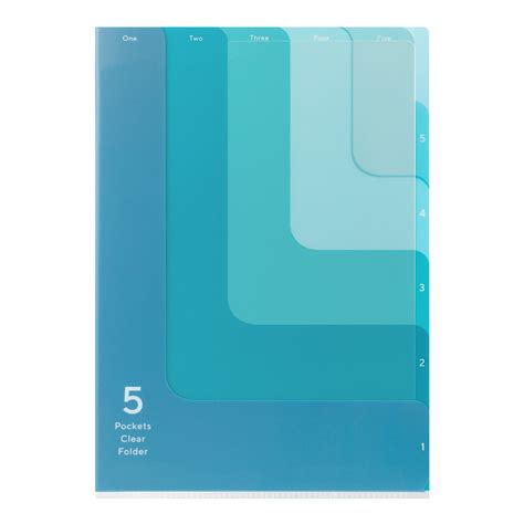 Midori 5 Pocket Clear A4 Folder - 2 Way Blue A – AARCAAI