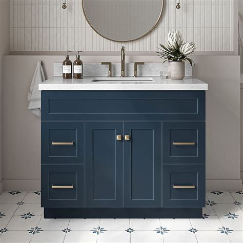 ARIEL Hamlet 43-in Midnight Blue Undermount Single Sink Bathroom Vanity ...