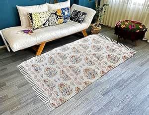 TRENDECOR Handmade Printed Dhurrie 3 x 2 Feet Persian Carpet Rug Runner ...