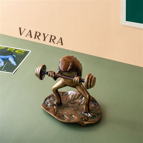 Unique Modern Home Decor Showpiece of Frog Lifting Weights by VARYRA