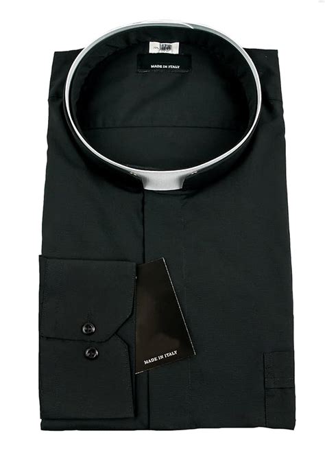 Buy Mens Long Sleeve Premium Italian Roman Tonsure Collar Clergy Shirt ...