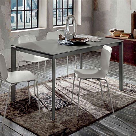 Dining Table with Matt Glass Top Made in Italy