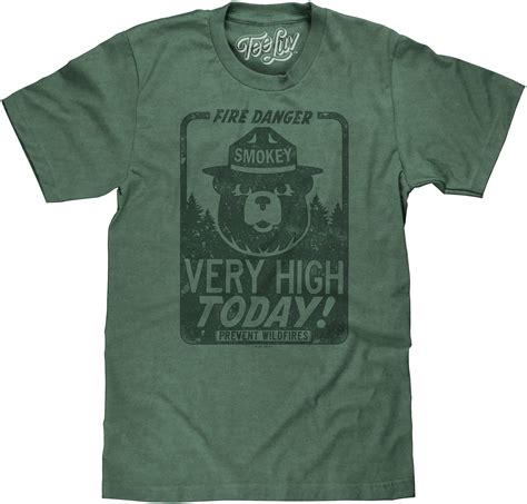 Tee Luv Men's Smokey Bear Shirt - Fire Danger Very High Today T-Shirt ...