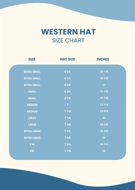 Western Hat Size Chart in PDF - Download | Template.net