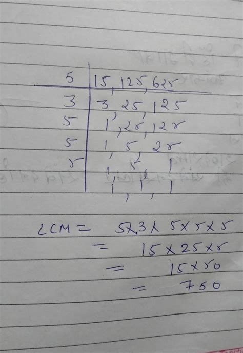 Lcm 15,125,625,division methods - Brainly.in