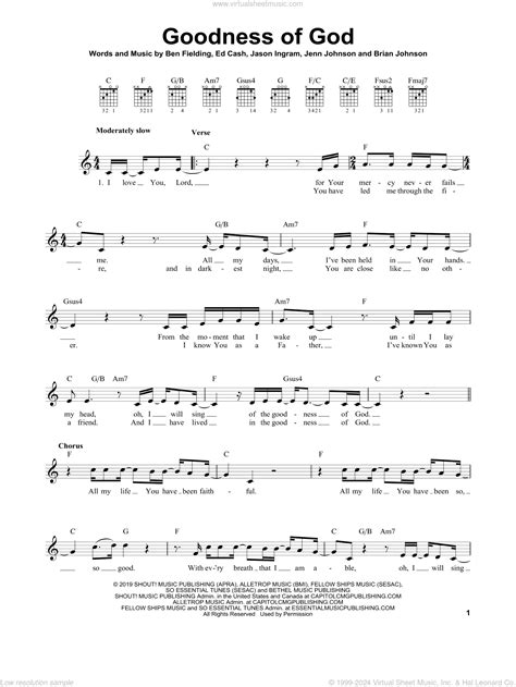 Goodness Of God sheet music for guitar solo (chords) (PDF)