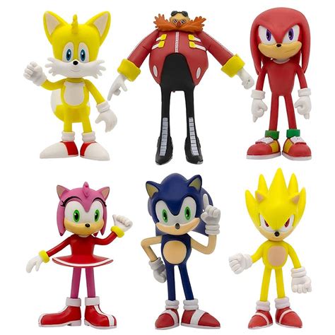 Buy 6pc Sonic The Hedgehog Action Figures Super Sonic,Tails,Amy Rose,Dr ...