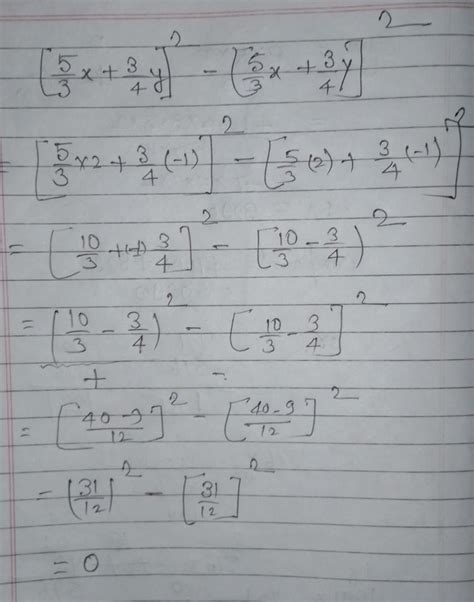 Find the product of ( 5/3 * x + 3 4 y|^ 2 -( 5 3 x+ 3 4 y|^ 2 and also ...