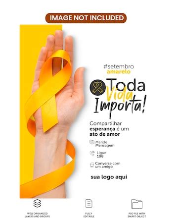 Yellow ribbon awareness campaign poster | Premium PSD