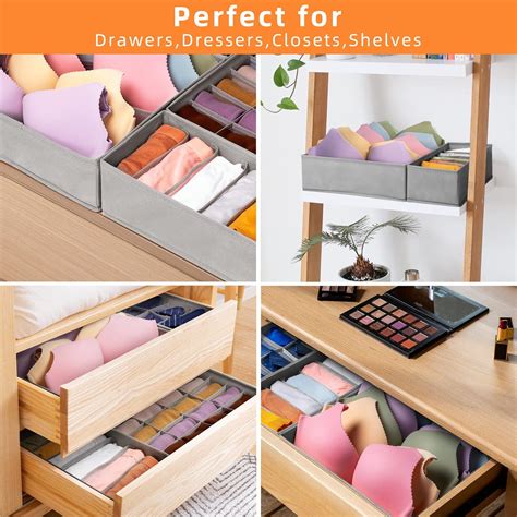 Buy Sock Drawer Organizer Dividers 44 Cell, 4 Pack Underwear Drawer ...