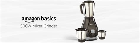 Buy Amazon Basics 500 W Mixer Grinder with 3 Speed Settings and 3 Jars ...