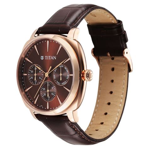 Buy Online Titan Classique Suave Quartz Brown Dial Brown Leather Strap ...