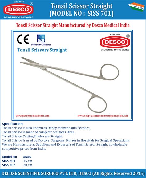 Tonsil Scissor Straight | Manufacturer, Exporter & Supplier | DESCO
