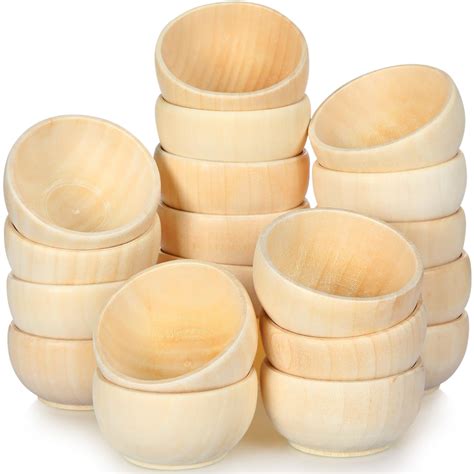 Amazon.com | Uiifan Set of 40 Wood Small Bowls Unfinished Wood Sauce ...