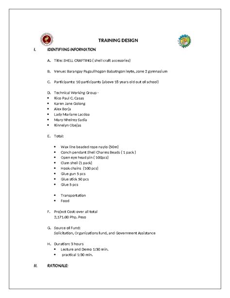 Image result for Training Design Sample PDF