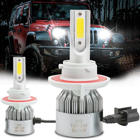 LQQDP 2pcs 9008/H13 6000K Cool White 7200LM LED COB Bulbs Conversion ...