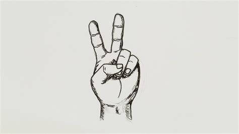 how to draw peace sign hand easy step by step - YouTube