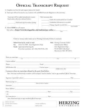 Fillable Online herzing Complete one form for each request (please ...